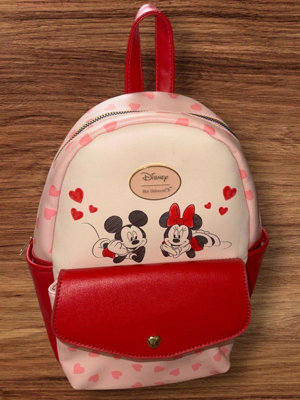 Disney Pink & Red Mickey and Minnie Heart Mini Backpack